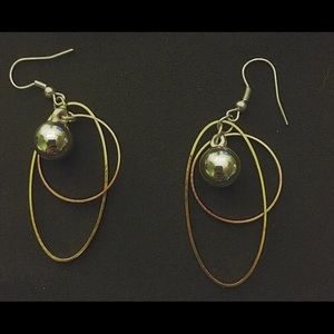 handmade mixed metal dangle hoops